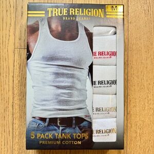 True Religion 5 Pack Men’s White Tank Tops NWT Size M